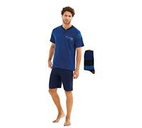 Il Granchio Pigiama Uomo Cotone Corto + Calza - Pigiama Uomo Cotone Leggero - Pigiama Uomo Estivo Corto (1075 Jeans, M)