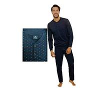 Il Granchio Pigiama Uomo Cotone Lungo, Cotone Mercerizzato, Pigiama Uomo Cotone Leggero (355 Blu, m)