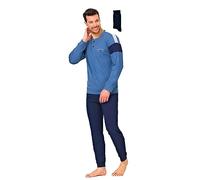 Il Granchio Pigiama Uomo Invernale + Calza - Pigiama Uomo Caldo Cotone - M Blu