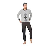 Il Granchio Pigiama Uomo Invernale Felpato in Caldo Jacquard Pigiama Uomo Felpato Effetto Lana (2049-GRIGIO, M)