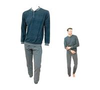 Il Granchio Pigiama Uomo Invernale in Caldo Jacquard Pigiama Uomo Felpato Diverse Fantasie (4010 Blu, XL)