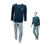 Il Granchio Pigiama Uomo Invernale in Caldo Jacquard Pigiama Uomo Felpato Diverse Fantasie (4011 Blu, XL)