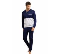 Il Granchio Pigiama Uomo Lungo in Caldo Cotone GP2084 (IT, Testo, XL, Regular, Regular, Standard, Blu)