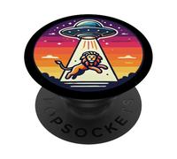 Il grande gatto del leone ha rapito il rapimento dello spazio esterno della navicella spaziale aliena PopSockets PopGrip Adesivo