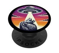 Il grande gatto del leone ha rapito il rapimento dello spazio esterno della navicella spaziale aliena PopSockets PopGrip Adesivo