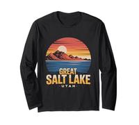 Il Grande Lago salato Utah turistico Vintage Retro Tramonto Acqua Maglia a Manica