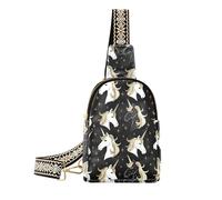 Il grande marsupio nero di progettazione dell'oro degli unicorni alla moda imballa la borsa del corpo di cuoio per le donne per il viaggio