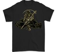 Il Grim Reaper Con La Sua Falce T-Shirt Uomo 100% Cotone
