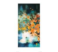 Il Gruppo Art Lily Greenwood (Farfalle su Sfondo Blu di Prussia) - Stampa Artistica 50 x 100 cm, Carta, Multicolore, 50 x 100 x 1.3 cm