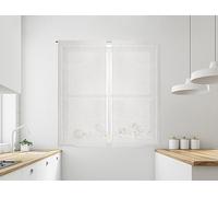 Il Gruppone Passione Casa Coppia Tendine Tende A Vetro Glitter Brillantinate Semitrasparenti Finestre Porta Finestra Cucina Bagno 60 x 150 Cm o 60 x 240 Cm MOD Dominique - Bianco - 60x240cm