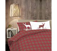 Il Gruppone Passione Casa Copripiumino 100% Cotone Sacco e Federe Prodotto Italiano con Stampe Moderne in Morbido Cotone Disegni Moderni in più Colori - Tartan Rosso - Matrimoniale