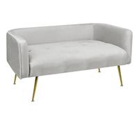 Il Gruppone Passione Casa Divano Due Posti in Velluto Gambe in Acciaio Color Oro Divanetto 2 Persone 126x49x57 Cm Design Moderno Soggiorno Panca Pie di Letto - Grigio Chiaro