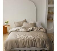 Il Gruppone Passione Casa Parure Copripiumino Matrimoniale in Raso di Cotone Lucido Tinta Unita Sacco E Federe Lussuoso Elegante Due Piazze Set Letto - Tortora - Matrimoniale