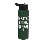 Il guerriero del nastro bianco per la consapevolezza del cancro ai polmoni respira speranza Stainless Steel Insulated Water Bottle