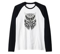 Il Gufo Animale Guida Tatuaggio Tribale Maglia con Maniche Raglan