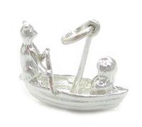 Il gufo e la gattina nel ciondolo in argento sterling barca .925 x 1 Filastrocca