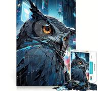 Il gufo nella città di Tokyo - Puzzle da 1000 pezzi per adolescenti - Gioco di allenamento mentale - Tempo di condivisione - Taglio di precisione - Pezzo da collezione 38x26cm