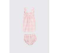 IL GUFO Set 2 pezzi da bambino con abito a quadretti in cotone e culotte coordinate 18M Rosa