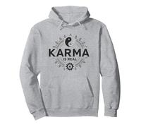 Il Karma è Reale: Yin Yang Equilibrio Spirituale Saggezza Felpa con Cappuccio, Unisex per Adulti, Grigio Melange, L