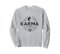 Il Karma è Reale: Yin Yang Equilibrio Spirituale Saggezza Felpa, Unisex per Adulti, Grigio Melange, L
