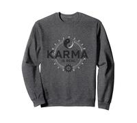 Il Karma è Reale: Yin Yang Equilibrio Spirituale Saggezza Felpa, Unisex per Adulti, Grigio Scuro, XL