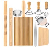 Il kit di 10 strumenti per la preparazione della pasta include mattarello in legno per gnocchi, raschietto, ravioli, stampini per ravioli, stampi per ravioli, per amanti della cottura e regalo fai da