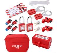 Il kit di blocco industriale include 2 serrature in acciaio, 4 serrature per interruttori, lucchetti di sicurezza e scatola di blocco per operazioni di sicurezza