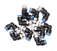 Il kit di montaggio pneumatico include dieci connettori a L ad alte prestazioni per l'uso con sistemi ad aria compressa (6 mm-1/8)