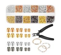 Il kit di scoperta per gioielli include fili di perline - 7,87 pollici di rame placcato oro per gioielli | 2200 perline con pinza crimpatrice per la riparazione di perline portachiavi artigianali