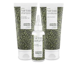 Il kit Hair Loss - 3 prodotti ideali per uomini e donne con problema di caduta dei capelli | Siero Hair loss 100 ml, Shampoo Hair loss 200 ml e conditioner Hair loss 200 ml di Australian Bodycare