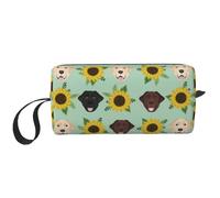 Il Labrador affronta i girasoli, Borsa per il trucco Borsa per cosmetici Borsa da toilette da viaggio portatile Borsa per trucco Organizer