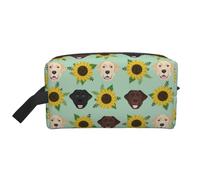 Il Labrador affronta i girasoli, Borsa per il trucco Borsa per cosmetici Borsa da viaggio portatile da viaggio Borsa per trucco Organizer