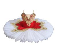Il Lago dei Cigni Partito Ballerina Fase Danza Concorso Costume Ragazze Professionale Balletto Tutu Vestito Bambini delle Donne Piatto Pancake,Rosso,140