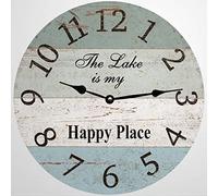 Il Lago È Il Mio Posto Felice - Lake Time Rotondo Orologio Da Parete Senza Ticchettio Quarzo Orologi Da Appendere Silenzioso Orologio Muro Per Ufficio Casa Bar 25Cm