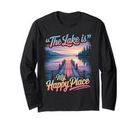 Il lago è il mio posto felice vacanze estive grafica Maglia a Manica