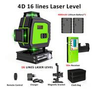 Il laser a linea verde Clubiona a 16 linee funziona con telecomando e autolivellante per laser a pavimento, parete e soffitto SpecificaLunghezza d'onda: 500-530 nmClasse di livello: classe 2Intervallo