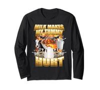 Il Latte Mi Fa Male la Pancia Meme Divertente della Mucca Maglia a Manica