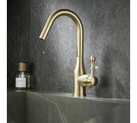 Il lavaggio del fronte del rame del bagno può ruotare i rubinetti caldi e freddi del bacino, oro spazzolato A