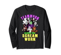 Il Lavoro di Squadra Rende Il Lavoro Urlo Divertente Mostri di Halloween Maglia a Manica