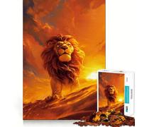 Il Leone Bellissimo Crepuscolo Puzzle da 1000 Pezzi per Adulti Puzzle Gioco Mentale Rilassante Divertente Taglio Premium Regalo di Compleanno 38x26cm