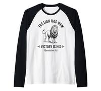 Il Leone ha Vinto la Vittoria è la Sua Fede Cristiana Versetto biblico Maglia con Maniche Raglan