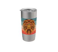 Il leone Leone astratto impressione viso colorato acquerello Bicchiere termico in acciaio inox doppia parete