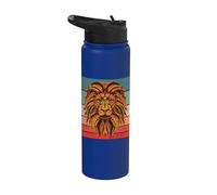 Il leone Leone astratto impressione viso colorato acquerello Stainless Steel Insulated Water Bottle