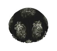 Il leone nero ha stampato i cappelli riutilizzabili della doccia, copricapo di doppio strato per la stazione termale ed il salone, grande involucro dei capelli