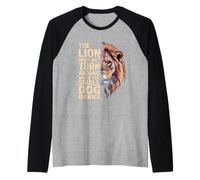 Il leone non si gira quando il piccolo cane abbaia Maglia con Maniche Raglan