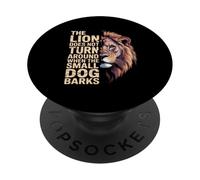 Il leone non si gira quando il piccolo cane abbaia PopSockets PopGrip Adesivo