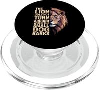 Il leone non si gira quando il piccolo cane abbaia PopSockets PopGrip per MagSafe