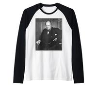 Il Leone Ruggente Winston Churchill Maglia con Maniche Raglan