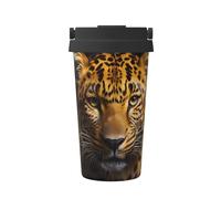 Il leopardo dagli occhi profondi stampato thermos vuoto, tazza di caffè portatile, tazza di acqua fitness ufficio