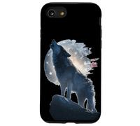 Il lupo audace sta alto dietro il costume dei colori degli Stati Uniti Custodia per iPhone SE (2020) / 7/8